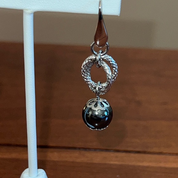 Simona Collini Stainless Steel & Hematite Dangle Pierced Earrings Never Worn - Picture 3 of 10